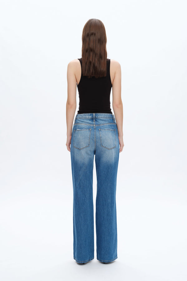 Rita High Rise Distressed Wide Leg Jeans-Wide Leg-BAYEAS
