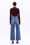 High Rise Embroidered Wide Leg Jeans-Wide Leg-BAYEAS