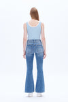High Rise Flare Denim Jeans With Clean Hem-Flare & Bootcut-BAYEAS