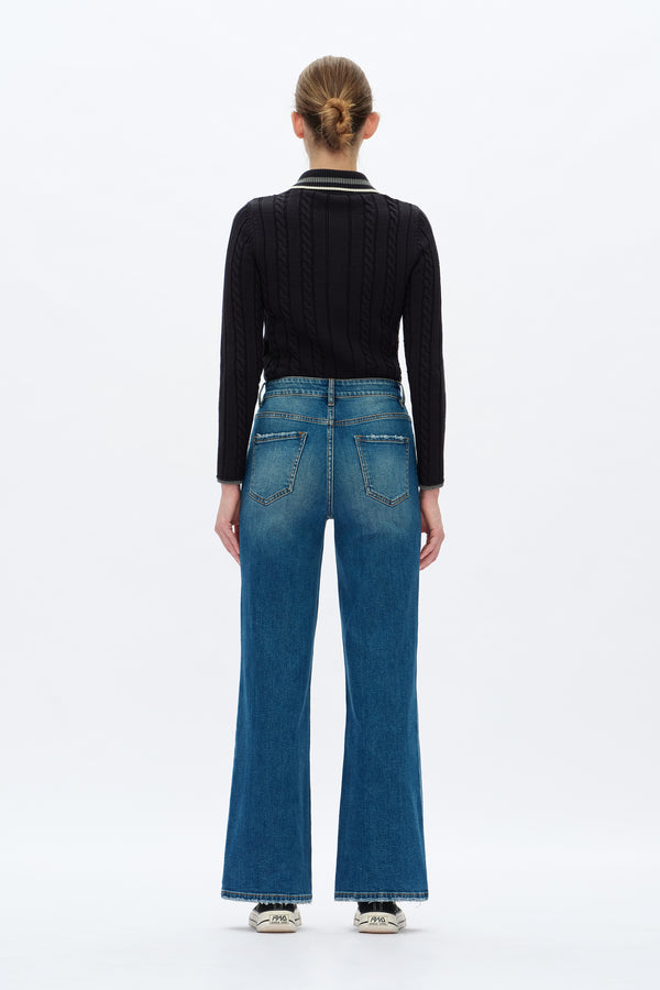 High Rise Wide Leg Denim Jeans