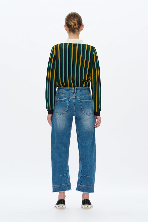 Mid Rise Barrel Leg Jeans-Barrel-BAYEAS