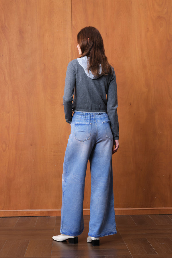 Distressed High Rise Wide Leg Jeans