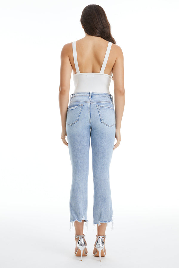 Cropped Distressed Mom Jeans-Flare & Bootcut-BAYEAS