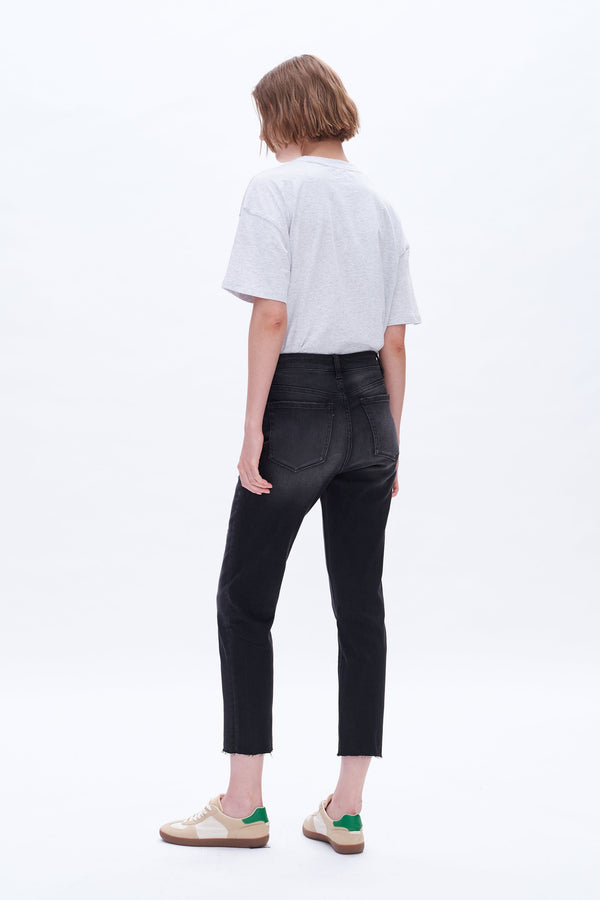 High Rise Straight Crop Jeans-Mom Jeans-BAYEAS