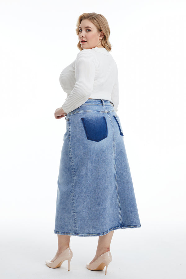 Front Split Denim Skirt