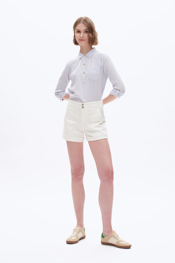 White High Rise Shorts-Shorts-BAYEAS