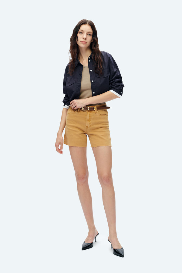 Nyla Jorts With Raw Hem-Shorts-BAYEAS