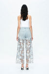Embroidery High Rise Wide Leg Lace Denim Jeans With Rhinestone (最新版备份)-Wide Leg-BAYEAS