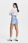 High Rise Distressed Denim Shorts-Shorts-BAYEAS