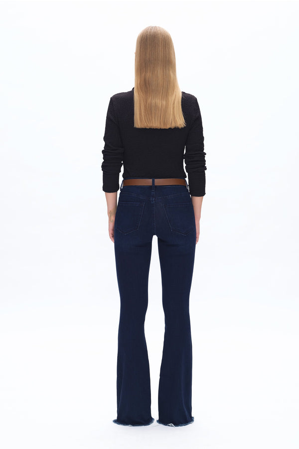 High Rise Flare Denim Jeans-Flare & Bootcut-BAYEAS