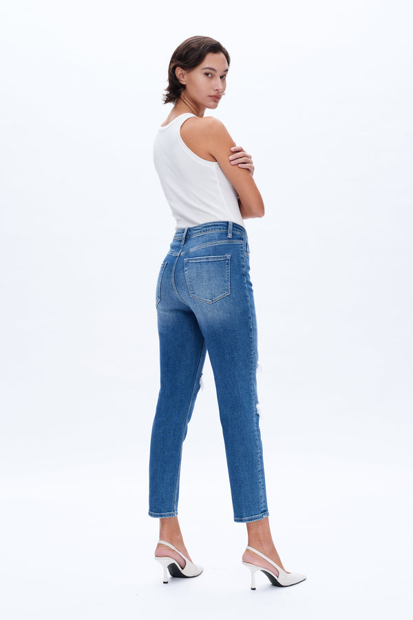 Distressed Mom Jeans-Mom Jeans-BAYEAS