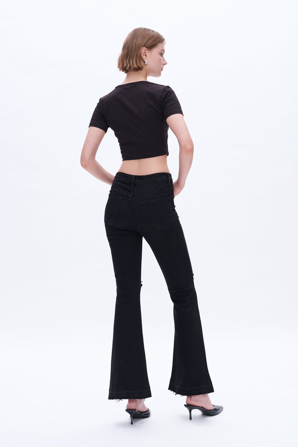 Lauren Flare Jeans With Raw Hem-Flare & Bootcut-BAYEAS
