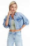 Candy Painted Cropped Denim Jacket-Jackets-BAYEAS