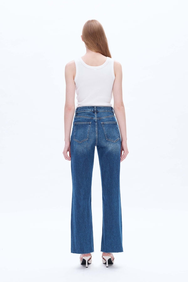 High Rise Relaxed Wide Leg Denim Jeans-Wide Leg-BAYEAS