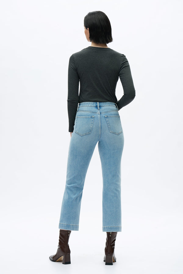 High Rise Straight Jeans-Straight-BAYEAS