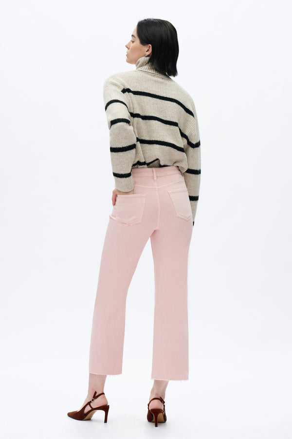 Pink High Rise Straight Jeans-Straight-BAYEAS