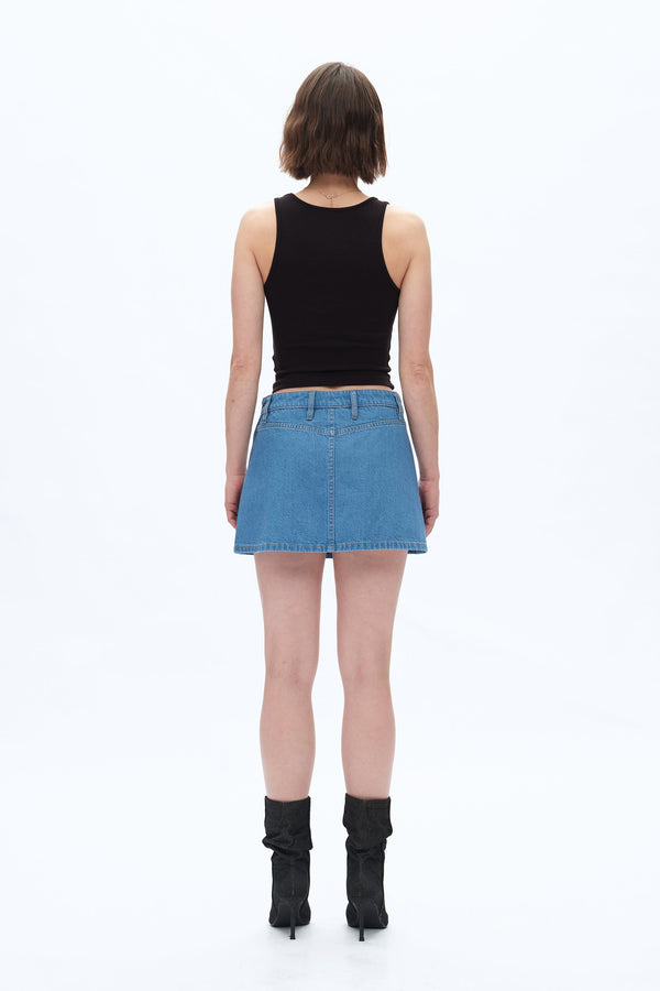 Mid Rise Mini Denim Skirt-Skirts-BAYEAS