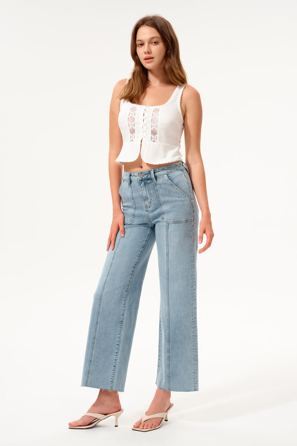 Jess High Rise Relaxed Straight Denim Jeans