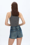 Amy High Rise Denim Shorts-Shorts-BAYEAS
