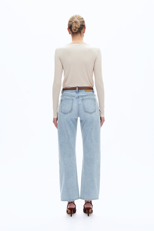 Mid Rise Barrel Leg Jeans-Wide Leg-BAYEAS