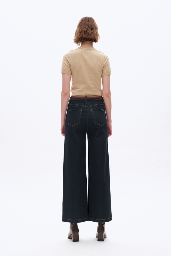 Raw Denim Wide Leg Jeans-Wide Leg-BAYEAS