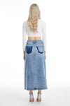 Front Split Denim Skirt-Skirts-BAYEAS