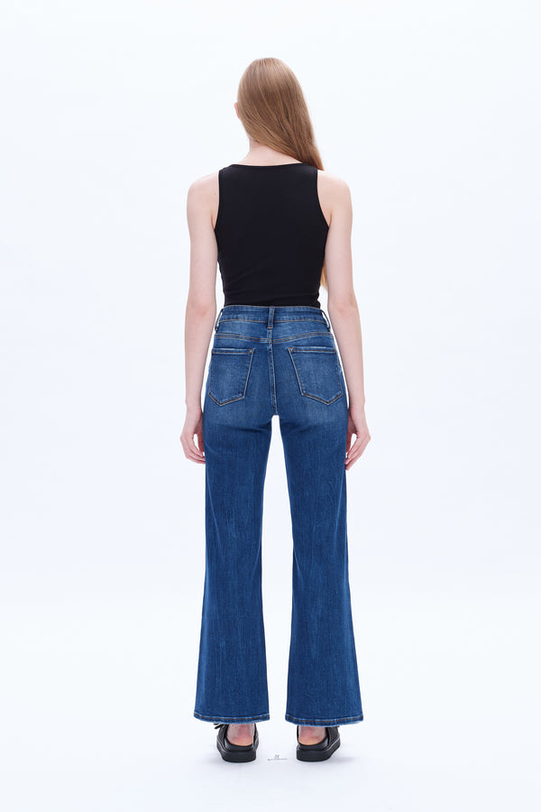 High Rise Wide Leg Denim Jeans-Wide Leg-BAYEAS
