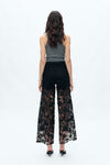 Embroidery High Rise Wide Leg Lace Denim Jeans With Rhinestone (最新版备份)-Wide Leg-BAYEAS