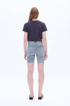 Ally Mid Rise Denim Shorts With Raw Hem-Shorts-BAYEAS
