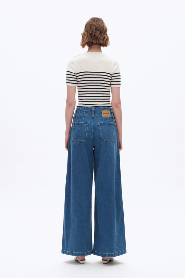 Vintage Pleated Baggy Jeans-Wide Leg-BAYEAS