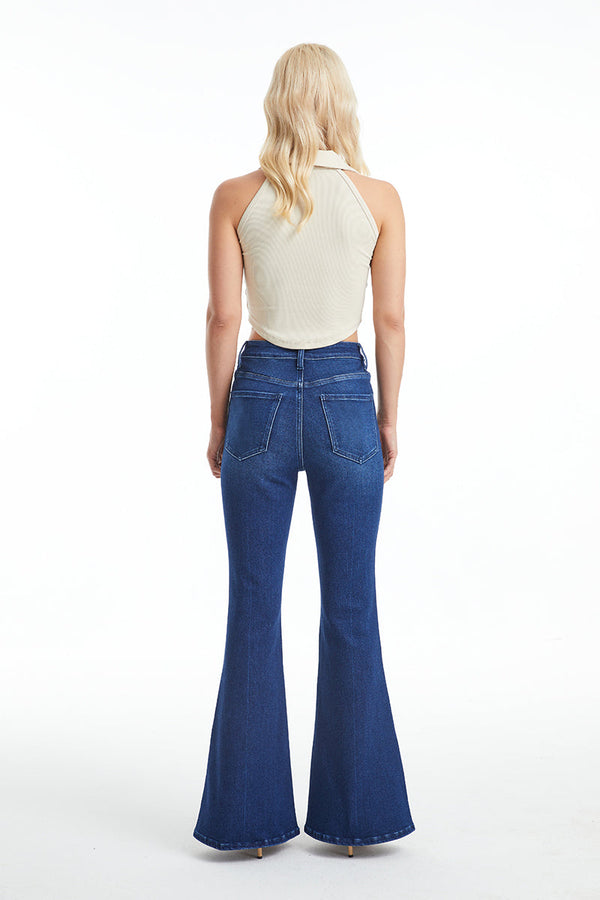 High Rise Flare Jeans-Flare & Bootcut-BAYEAS