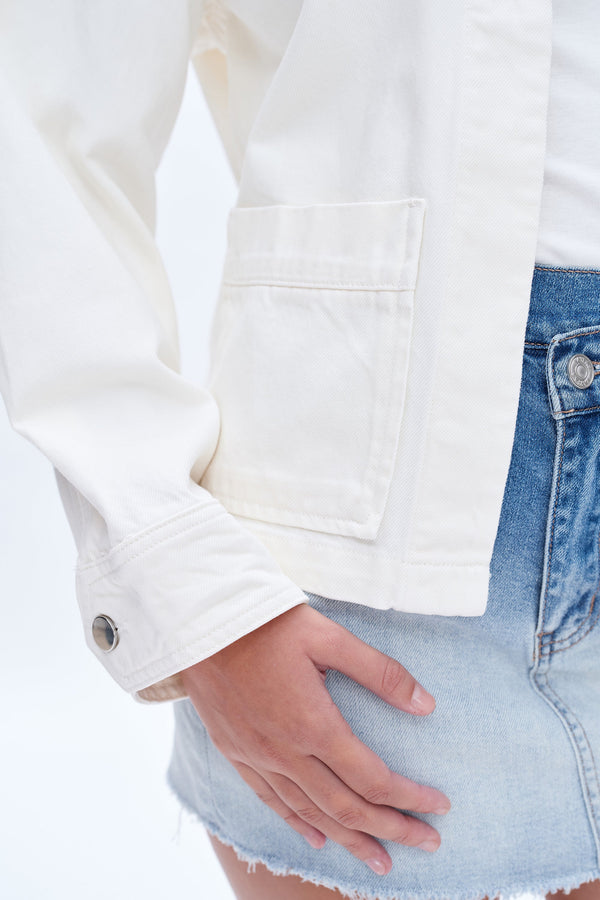 Plain White Denim Jacket-Jackets-BAYEAS