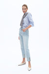 High Rise Jeans With Rolled Hem-Straight-BAYEAS