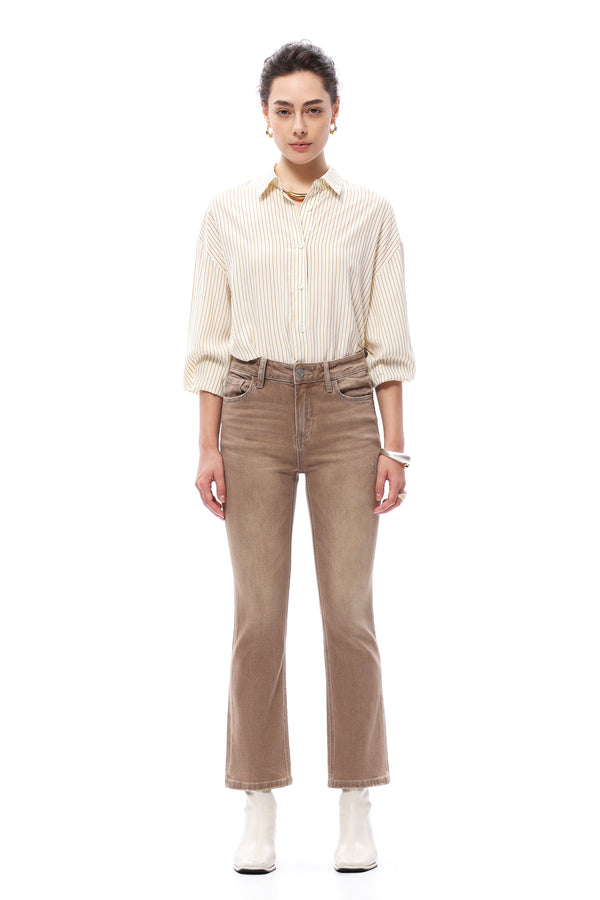 High Rise Cropped Flare Denim Jeans