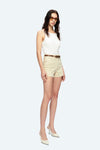 Flora Denim Shorts With Raw Hem-Shorts-BAYEAS