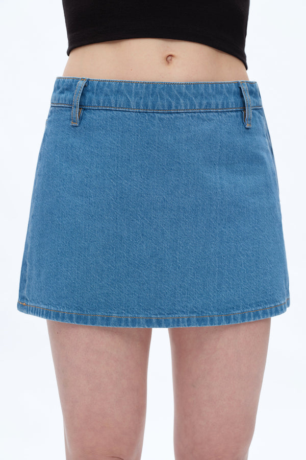 Mid Rise Mini Denim Skirt-Skirts-BAYEAS