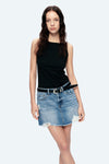 Anna Distressed Mini Denim Skirt-Skirts-BAYEAS
