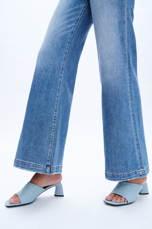 High Rise Wide Leg Denim Jeans-Wide Leg-BAYEAS