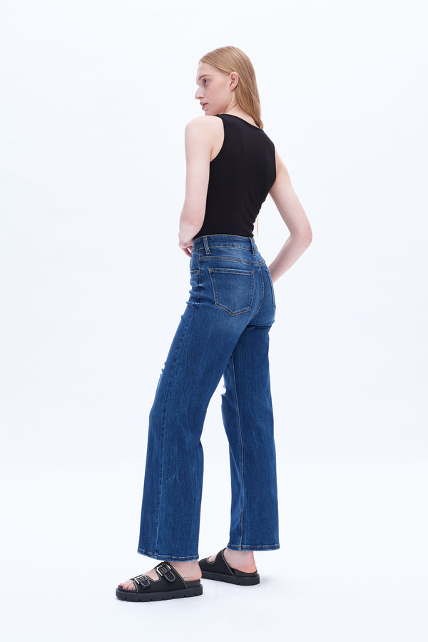 High Rise Wide Leg Denim Jeans-Wide Leg-BAYEAS