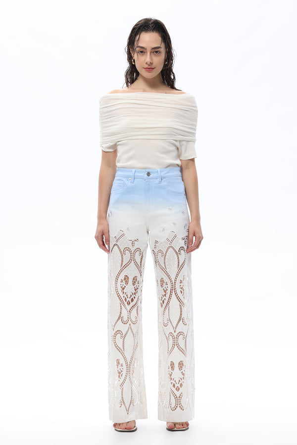 High Rise Wide Leg Sky Fade Jeans