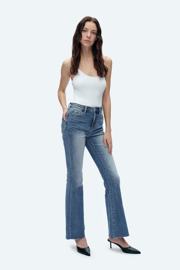 Butt Lifting Flare Denim Jeans-Flare & Bootcut-BAYEAS