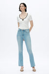 High Rise Rhinestone Jeans-Flare-BAYEAS