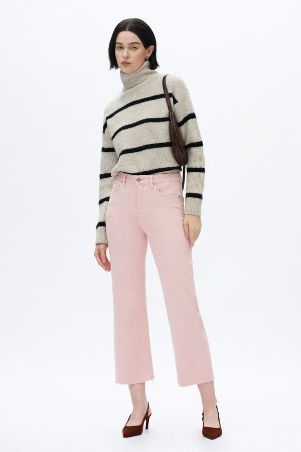Pink High Rise Straight Jeans-Straight-BAYEAS