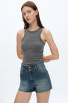Amy High Rise Denim Shorts-Shorts-BAYEAS