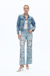 Embroidered Straight-Leg Jeans-Straight-BAYEAS