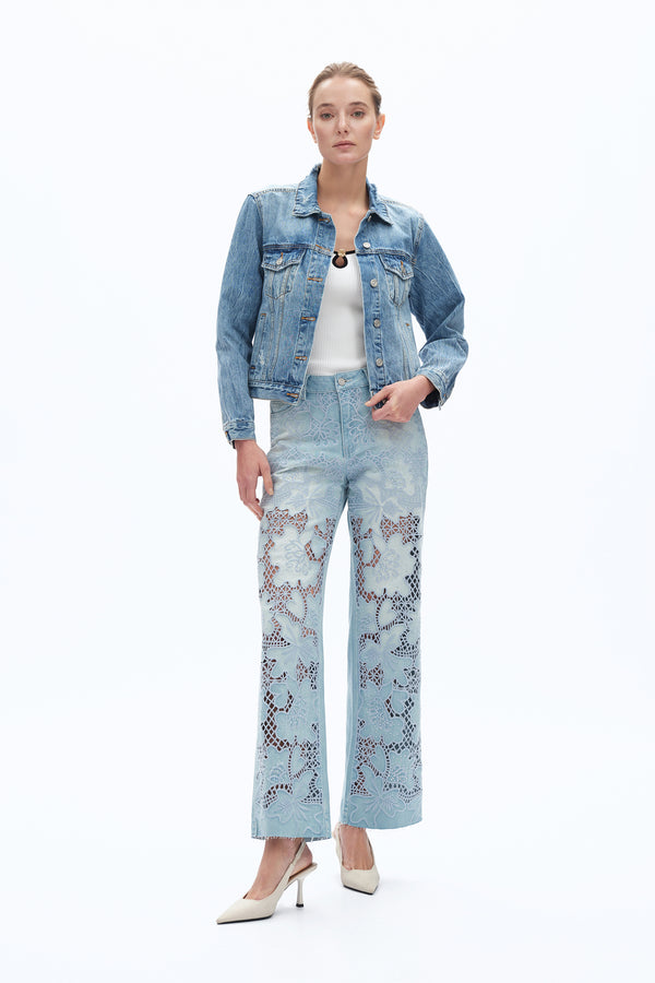 Embroidered Straight-Leg Jeans-Straight-BAYEAS
