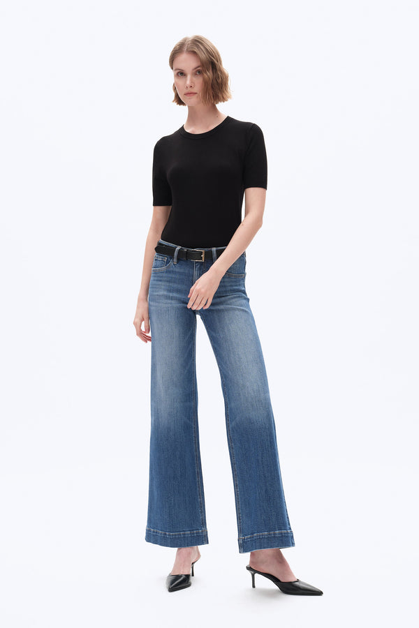 Low Rise Wide Leg Denim Jeans-Wide Leg-BAYEAS