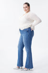 Mid Rise Distressed Bootcut Jeans