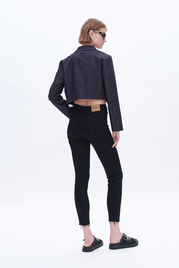 High Rise Skinny Denim Jeans-Skinny-BAYEAS