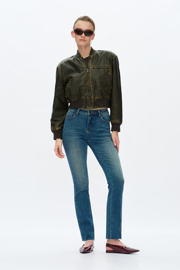 Mid Rise Straight Jeans